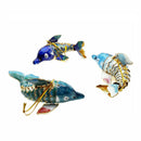 Cloisonne Christmas Tree Ornament Wiggling Dolphin Decoration 4.5" Inches Long