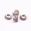 silver plated mirco pave zircon spiral charm