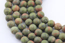 large hole unakite matte round beads