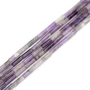 Natural Teeth Chevron Amethyst Cylinder Tube Beads Size 4x13mm 15.5'' Strand