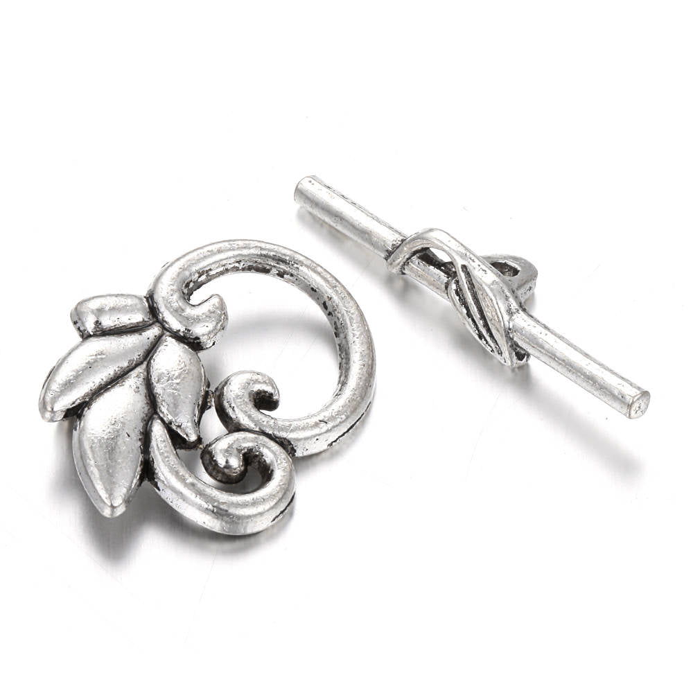 Alloy Silver Charm Clasp Round Size 10mm 24 Clasps Per Bag