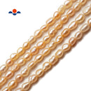 Peach Pink Fresh Water Pearl Keshi Rice Nugget Beads 4x5mm 15.5" Strand
