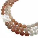 multi color moonstone smooth flat oval beads