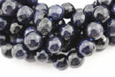 blue sandstone faceted round beads