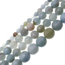 multi color aquamarine faceted round beads