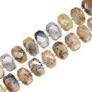 Dendritic White Opal Rectangle Slice Faceted Octagon Size 15x20mm 15.5'' Strand