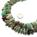 Natural Chrysoprase Irregular Pebble Nugget Slice Beads 2x12mm 15.5" Strand