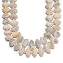 White Moonstone Graduated Center Drill Faceted Points Beads 13-25mm 15.5''Strand