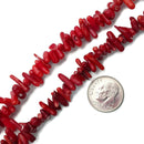 Dark Red Bamboo Coral Irregular Branch Sticks Points Beads 5-8mm 15.5" Strand