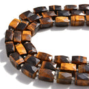 Yellow Tiger's Eye Faceted Rectangle Cylinder Drum Barrel Beads 12x16mm 15.5" Strand