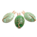 green aventurine tree pendant copper wire wrap oval