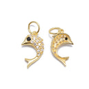 Gold Plated Sterling Silver Dolphin Charm with CZ Size 8×14mm 3 PCS Per Bag