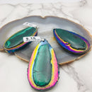 natural malachite pendant teardrop shape rainbow plated