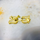 light gold plated copper with micro pave clear zircon clasp