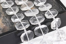 clear quartz rectangle slice faceted octagon beads