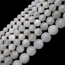 cream white moonstone smooth round beads