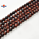 large hole red Tiger's eye smooth round beads