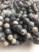 Black Network Silk Stone Spider Web jasper matte round beads