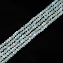 Natural Aquamarine Faceted Rondelle Beads Size 2x3mm 15.5'' Strand