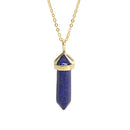 Lapis Pendulum Healing Point Gold Plated Loop Bail Pendant 8x40mm 6 PCS / Bag