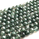 green rutilated quartz faceted round beads