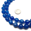 Blue Agate Prism Cut Double Point Faceted Round Beads 10mm 15.5'' Strand