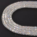 clear ab k crystal glass faceted rondelle beads