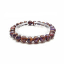 Purple & Copper Impression Jasper Bracelet Smooth Round Size 8mm 7.5" Length