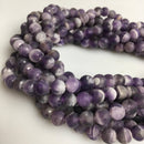 large hole teeth amethyst matte round beads