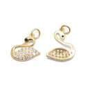 Gold Plated Sterling Silver Swan Charm with CZ Size 11×13mm 3 PCS Per Bag