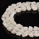 White Moonstone Rough Nugget Chunks Side Drill Beads 8-12mm 10-15mm 15.5'' Str