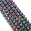 rainbow coated lava rock stone beads