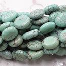 green howlite turquoise flat oval beads