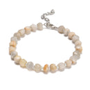 Natural Moonstone Faceted Rondelle Beaded Bracelet Silver Clasp 5x7mm 7.5"Length