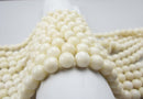 white bamboo coral smooth round beads