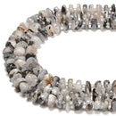 Moonstone with Black Specks Pebble Slice Chips Beads Size 6-7mm 9-10mm 15.5''Std