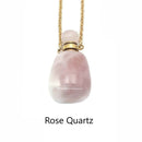 Natural Stone Essential Oil Necklace Perfume Smooth Bottle & Gold Chain 17x33mm