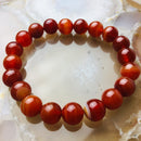 red Striped agate bracelet smooth round