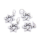 925 Sterling Silver Hexagon Pendant Charm Size 11x14.5mm 3 Pcs Per Bag