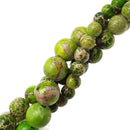 large hole green sea sediment jasper smooth round beads