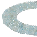 Natural Aquamarine Faceted Rondelle Beads Size 2x3mm 15.5'' Strand