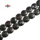 Larvikite Labradorite Flat Round Coin Beads Size 14mm 20mm 15.5'' Strand