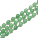 Green Aventurine Prism Cut Double Point Faceted Round Beads 9x10mm 15.5'' Strand