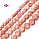 Pink Bamboo Coral Faceted Coin Beads Size 8mm 10mm 12mm 14mm 15.5" Strand