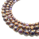 Purple & Copper Impression Jasper Smooth Round Beads 4mm 6mm 8mm 10mm 15.5" Strand