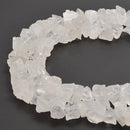 Clear Quartz Rough Nugget Chunks Center Drill Beads Approx 7-15mm 15.5" Strand