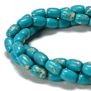 Blue Green Sea Sediment Jasper Barrel Shape Beads Size 10x14mm 15.5'' Strand