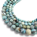 peruvian blue opal smooth round beads