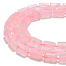 natural rose quartz matte faceted cylinder tube beads