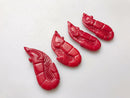 red bamboo coral hand carved shrimp pendant